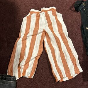 Madewell Orange and White Striped Capri Pants